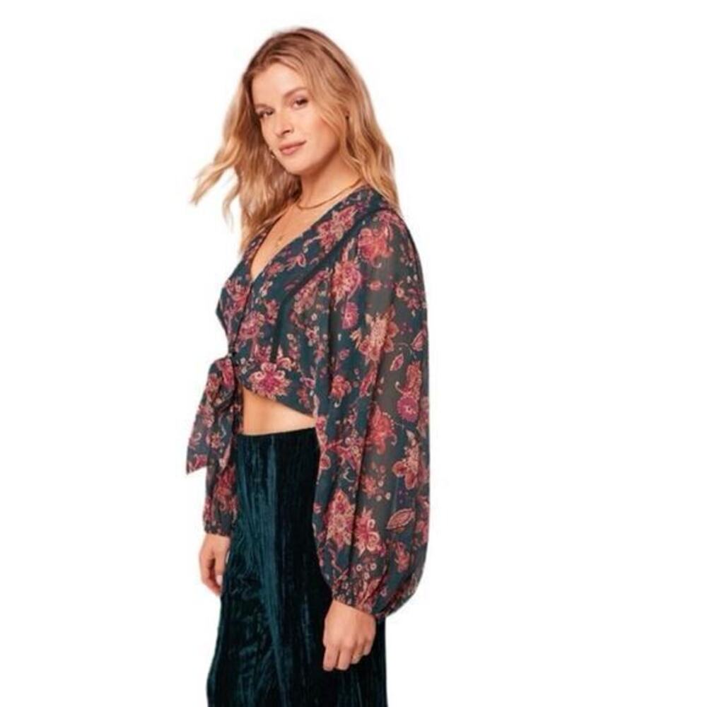 NWT Band‎ of the Free Women XS Paisley Tie Front Crop Top Boho Chic Western